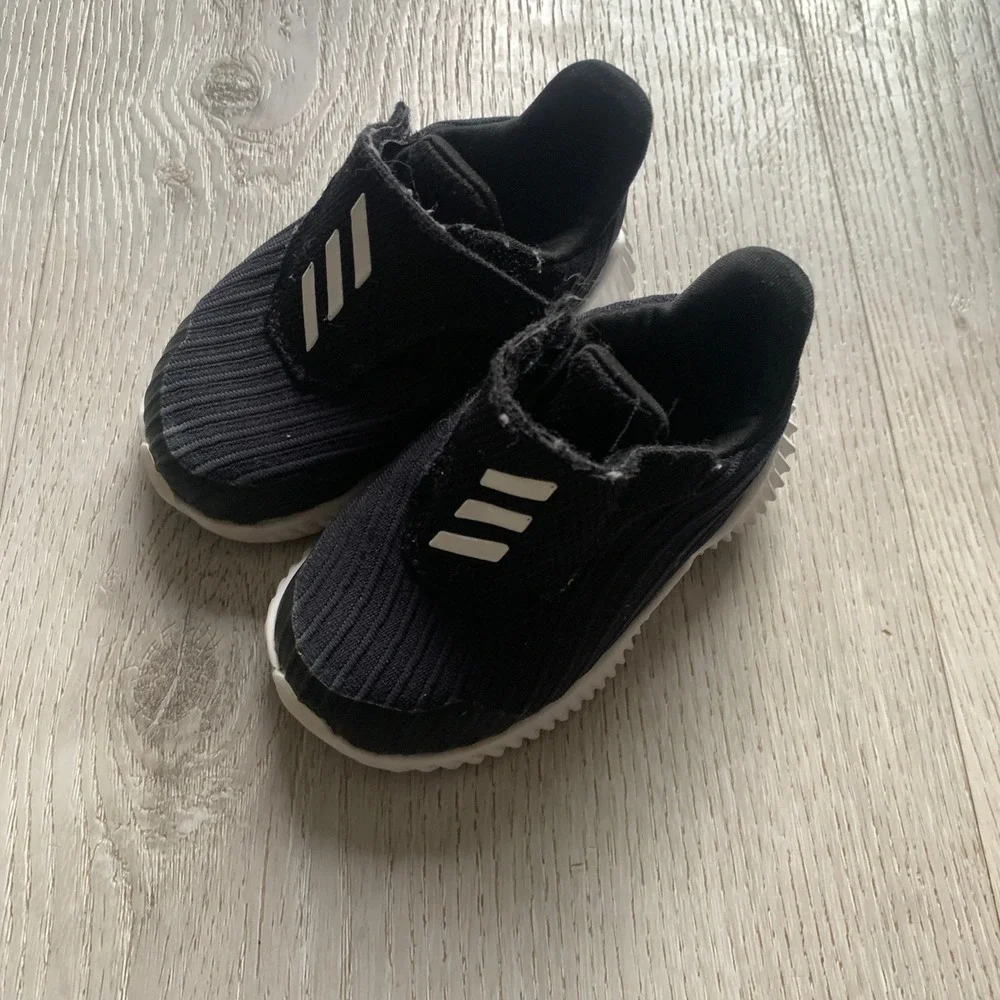 Kids Adidas FortaRun AC I Sneakers‎ Black White Easy On Off Size 4K